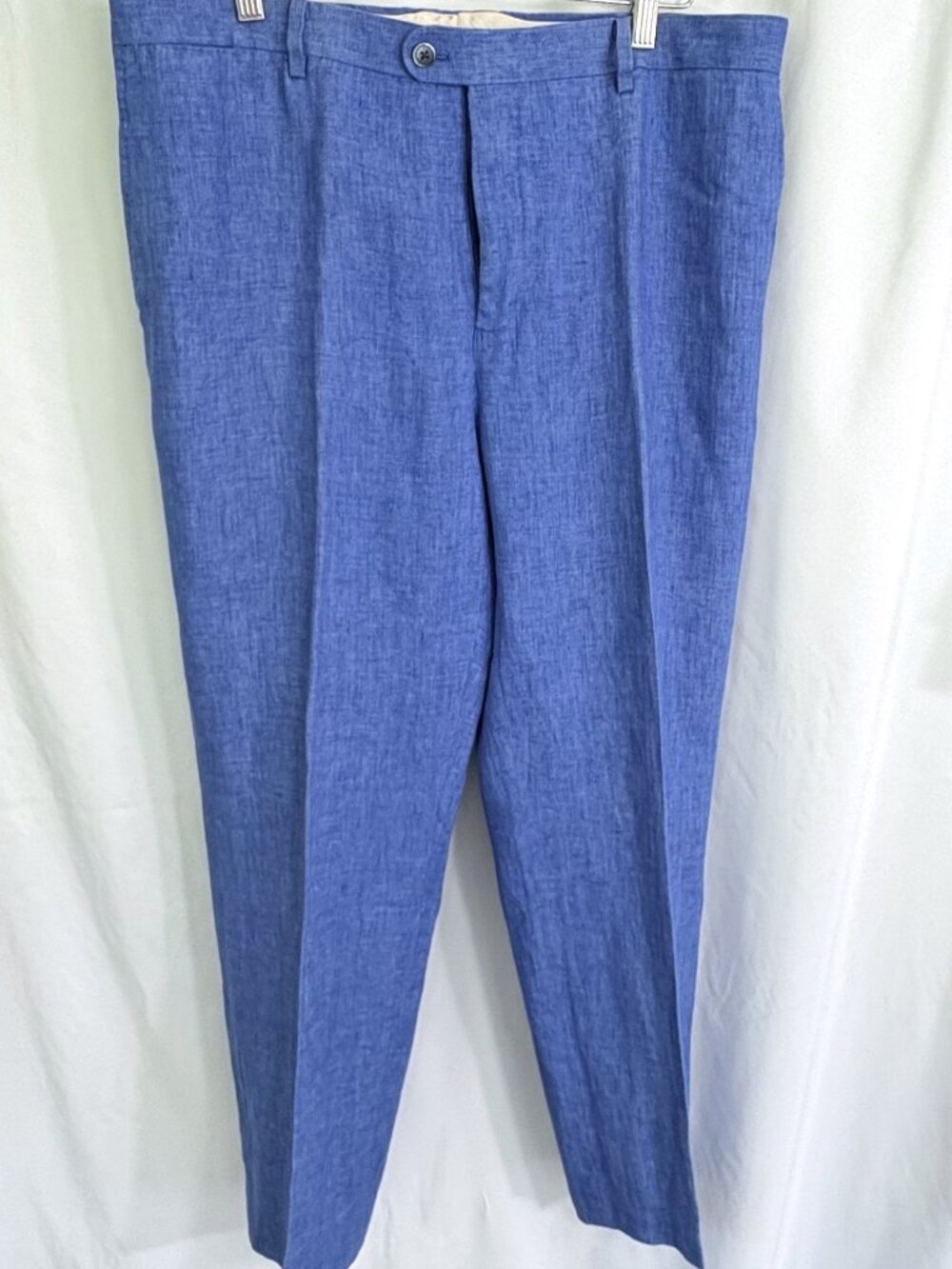 Blujacket Linen Dress Pants Size 36 Cerulean Blue Lined 29” Inseam Tailored - Picture 6 of 14